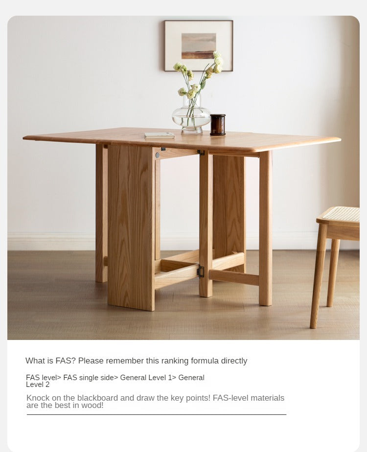 Oak Solid Wood Retractable Dining Table