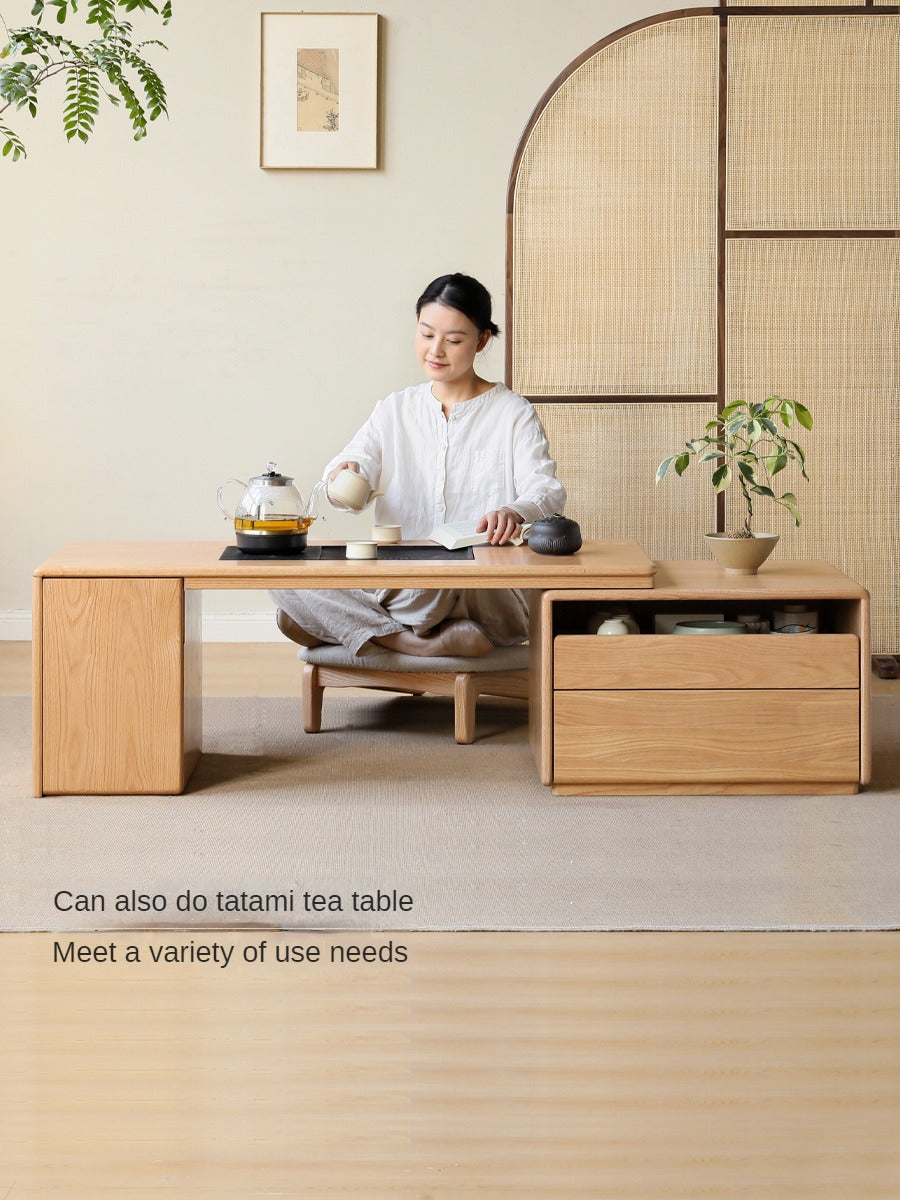 Oak Solid Wood Telescopic Modern Tea Table