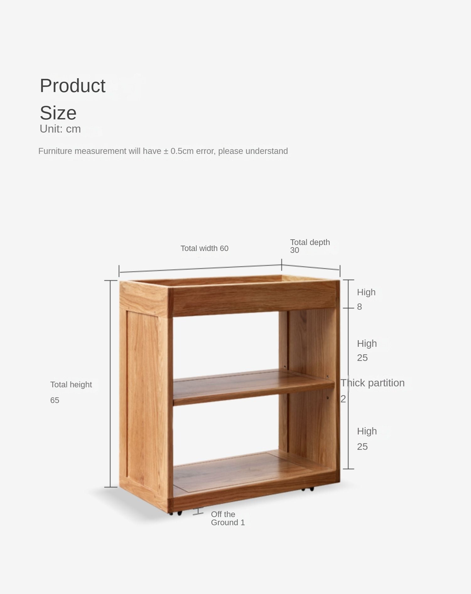 Oak solid wood children's bookshelf storage rack