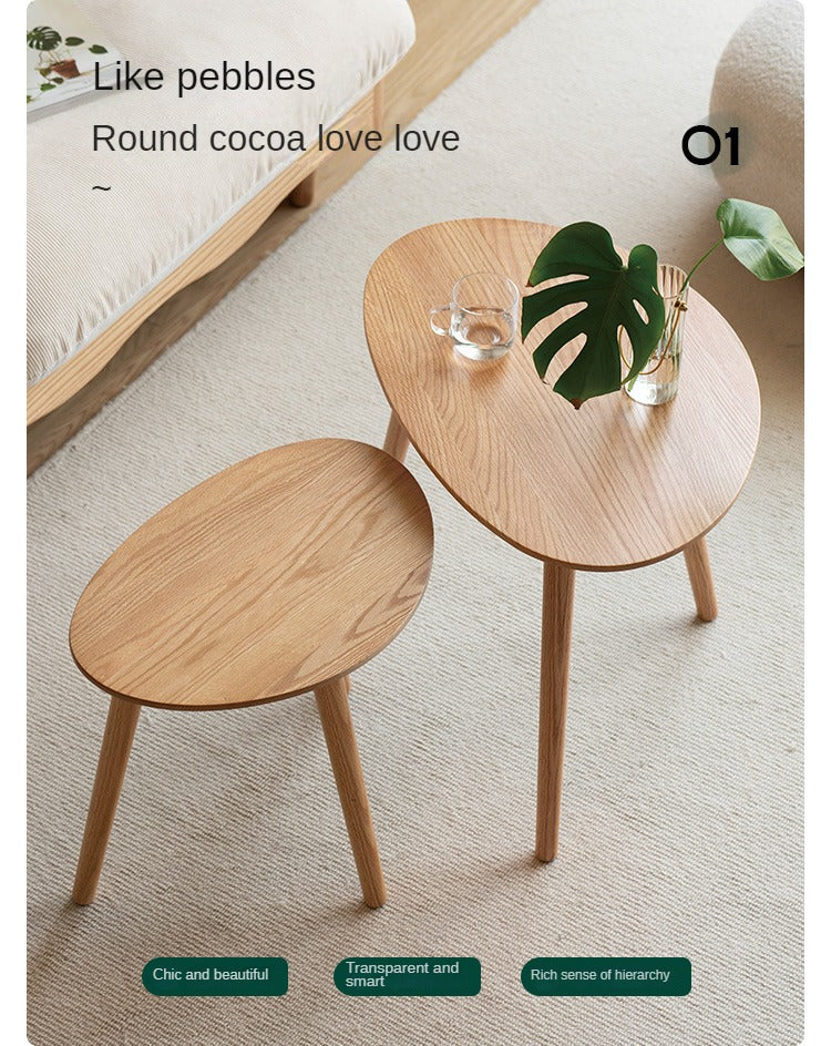 Solid Rubberwood, Oak Solid Wood Small Nordic Side Table