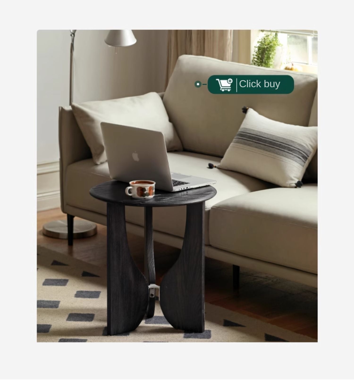 Oak Solid Wood Curved Leg Side Table