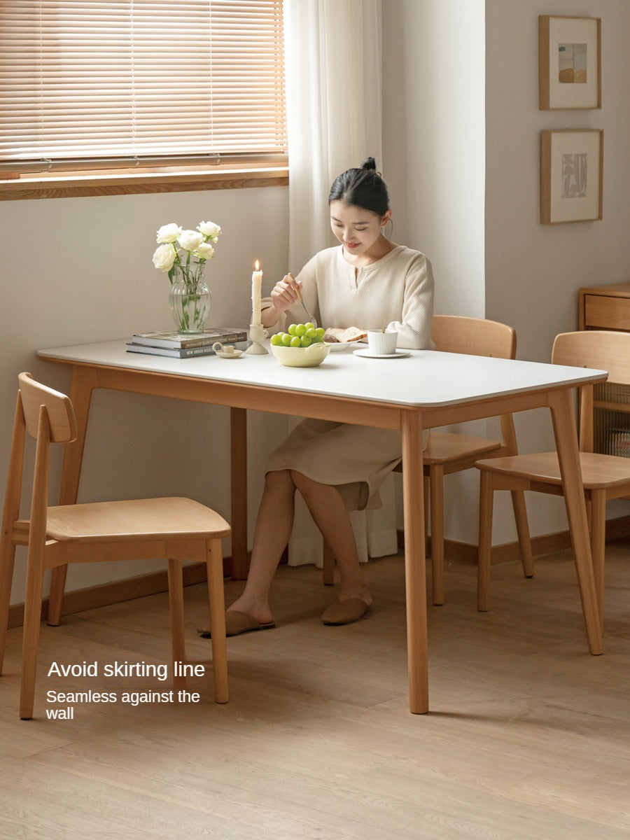 Beech Solid Wood Dining Table With Rock Slab Surface