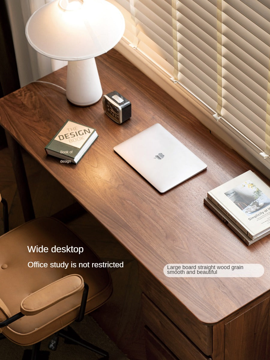 Black Walnut, Oak, Sandalwood, Ash Solid Wood Desk with Drawers