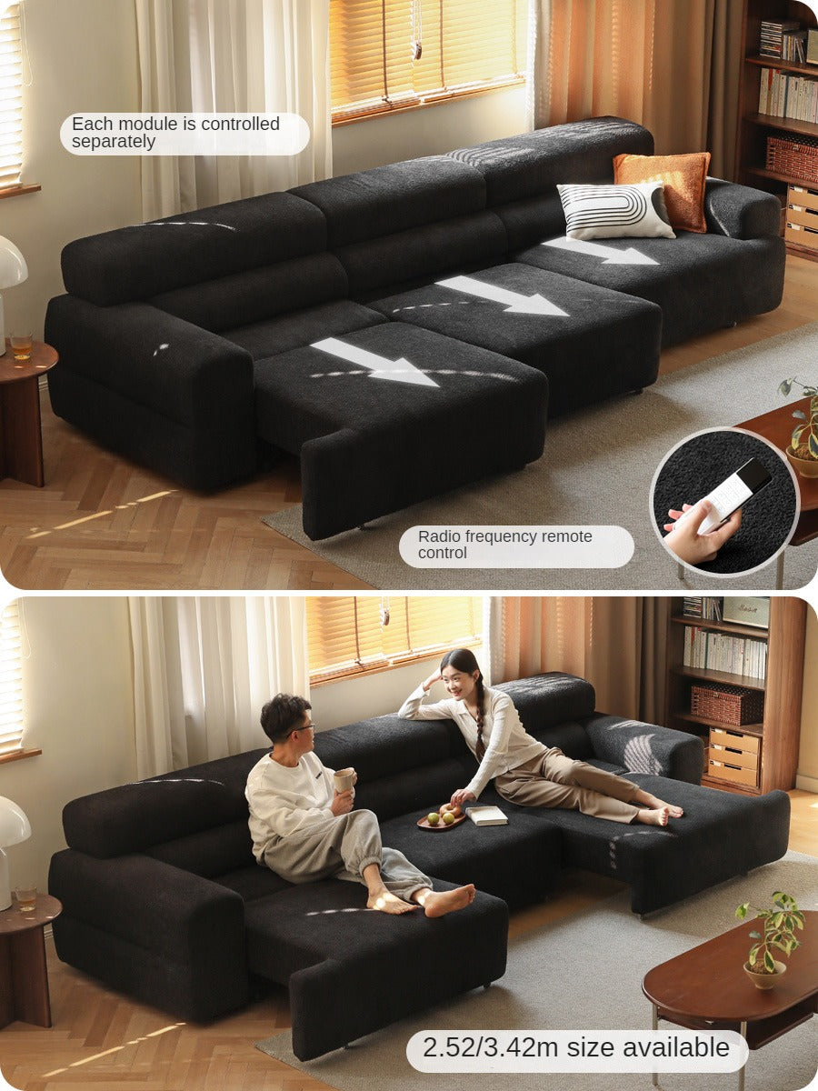 Fabric Electric Reclining Sofa with Telescopic Seat