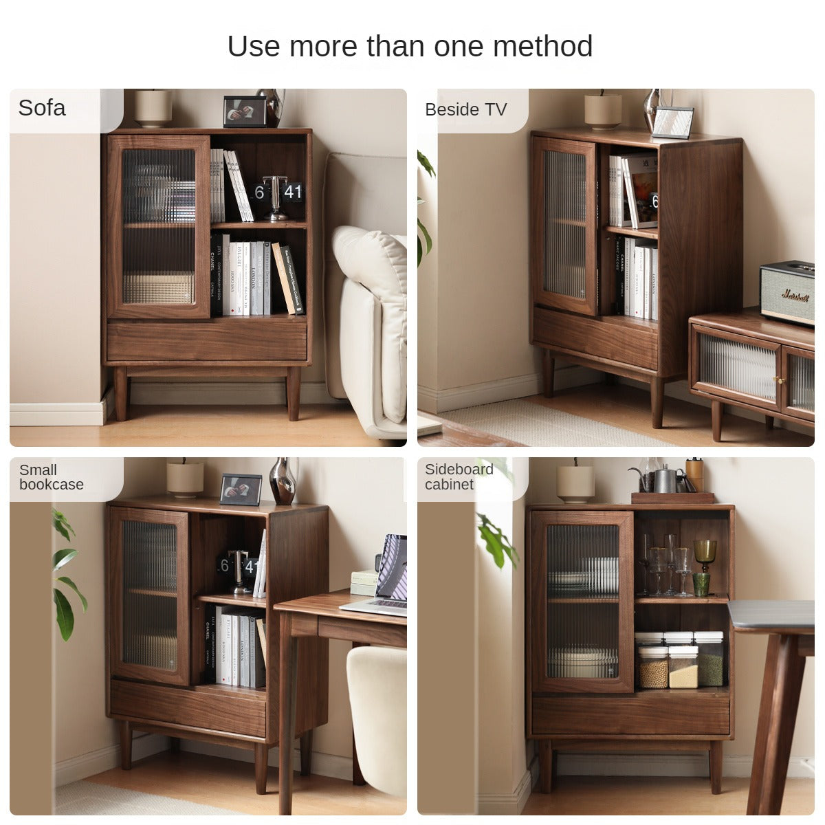 Black Walnut, Golden Sandalwood Solid Wood Side Cabinet North American FAS Grade
