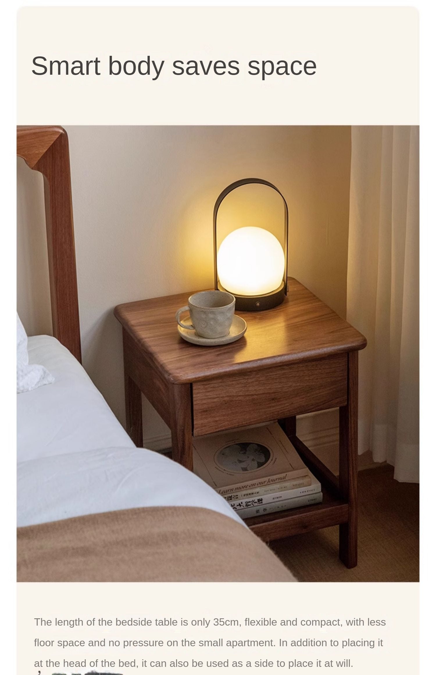 Black Walnut, Ash Bedside Storage Cabinet