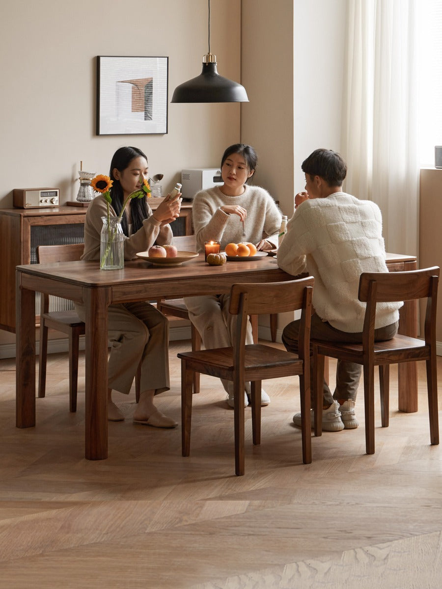 Black Walnut, Ash, Red Oak, Sandalwood Solid Wood Large Dining Table