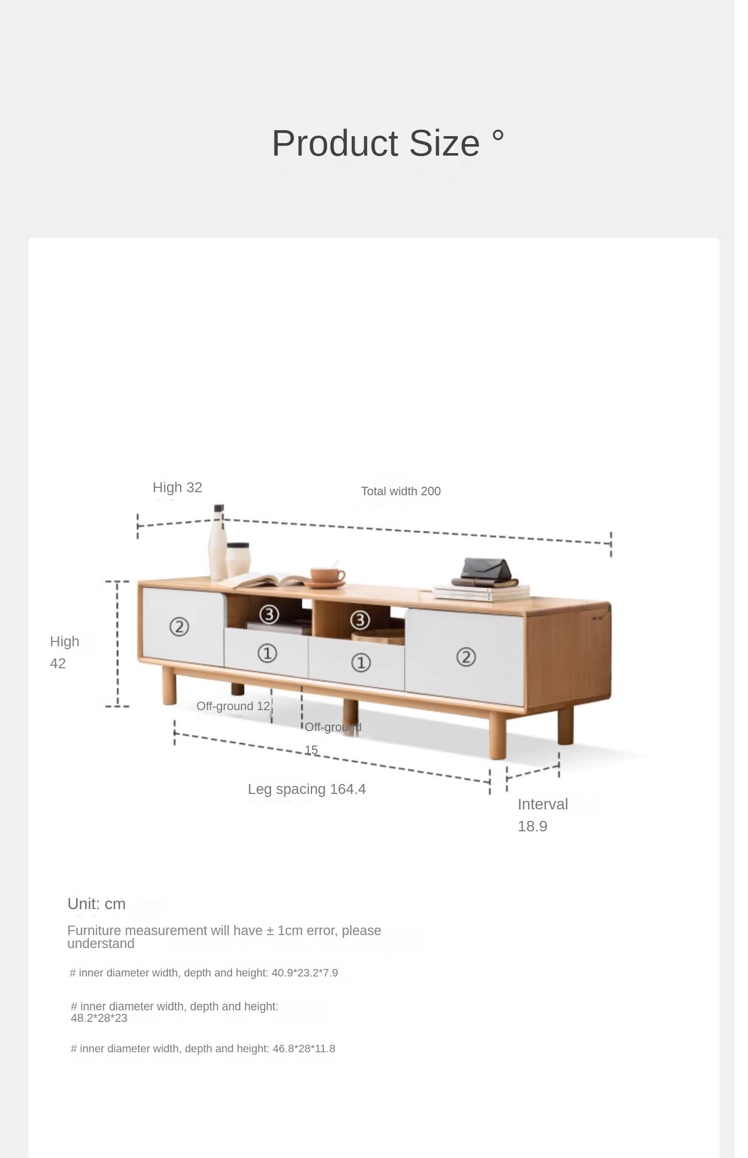 Oak Solid Wood TV Cabinet with Storage.