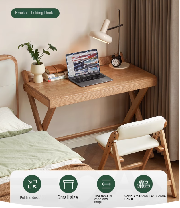 Oak solid wood modern folding table.