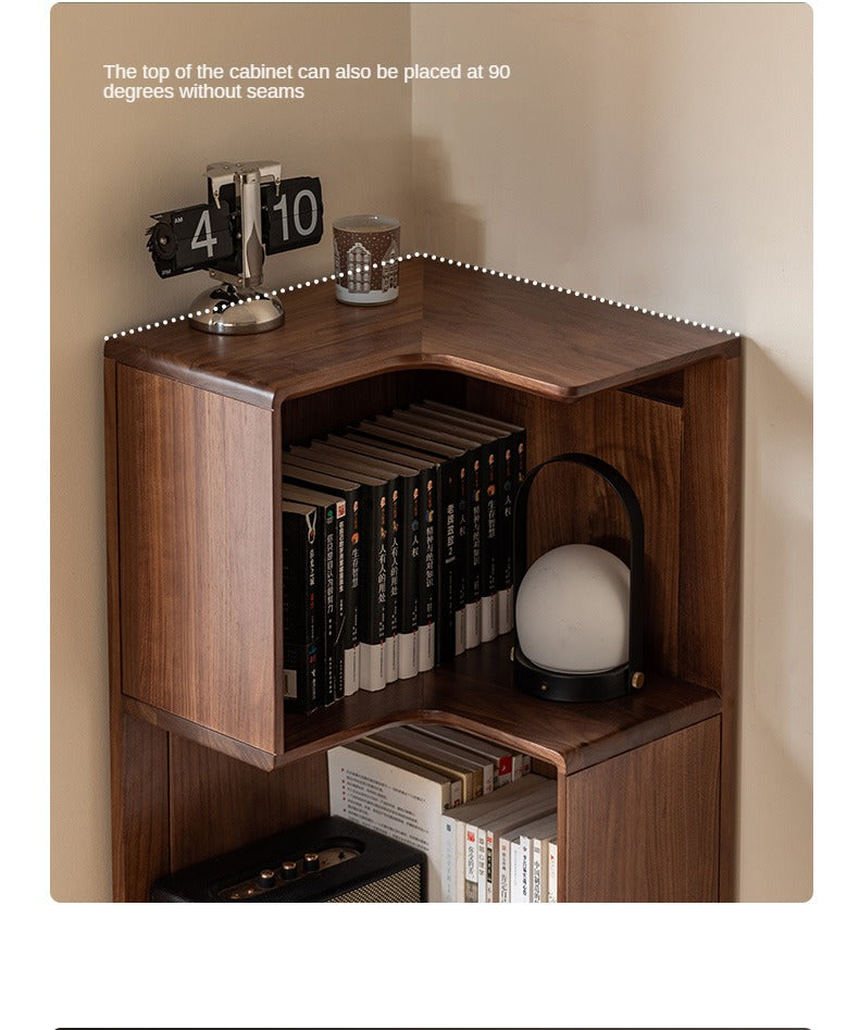 Sandalwood, Black Walnut Solid Wood Corner Storage Bookcase