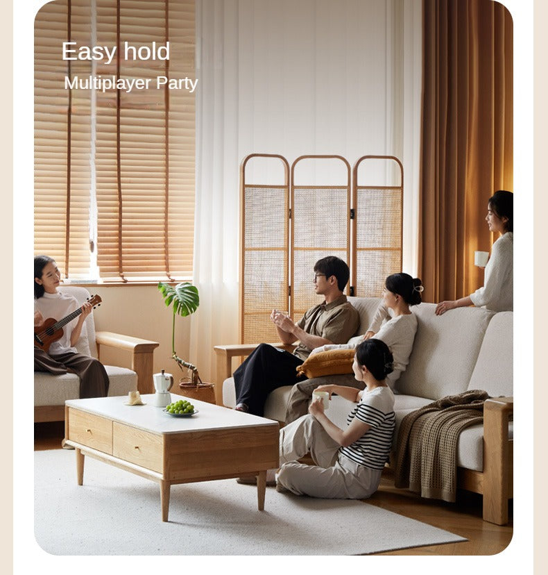 Ash solid Wood Modern Straight Sofa.