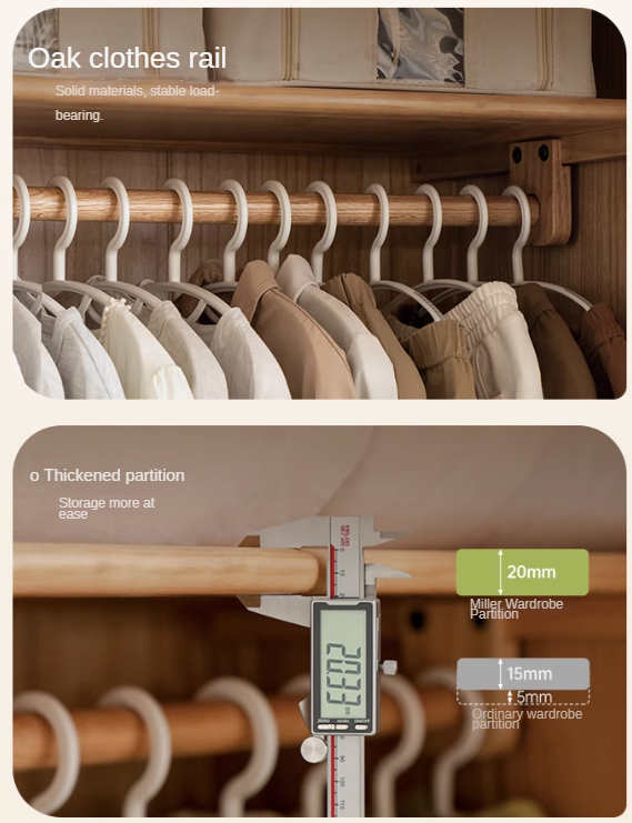 Oak Solid Wood Wardrobe Floor Combination Cabinet.
