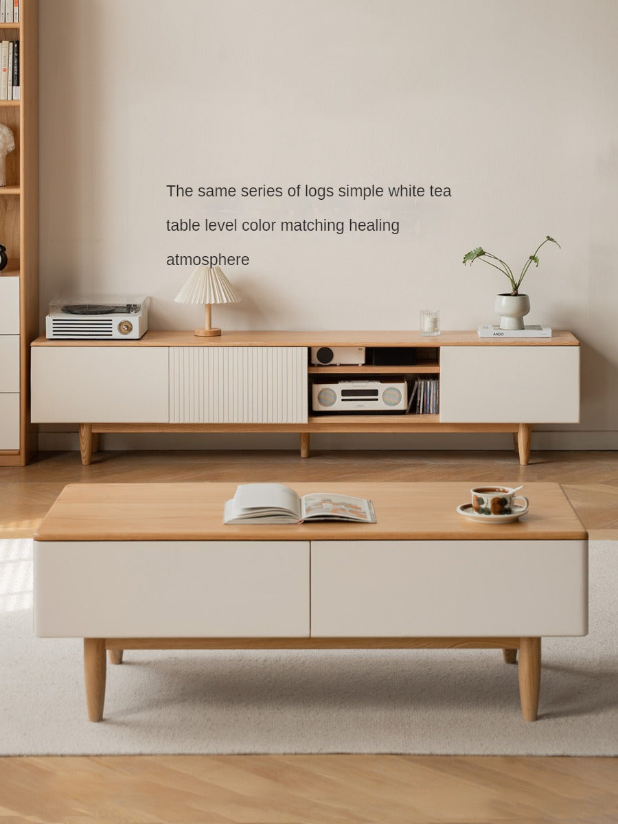 Oak Solid Wood Modern Storage TV Cabinet.