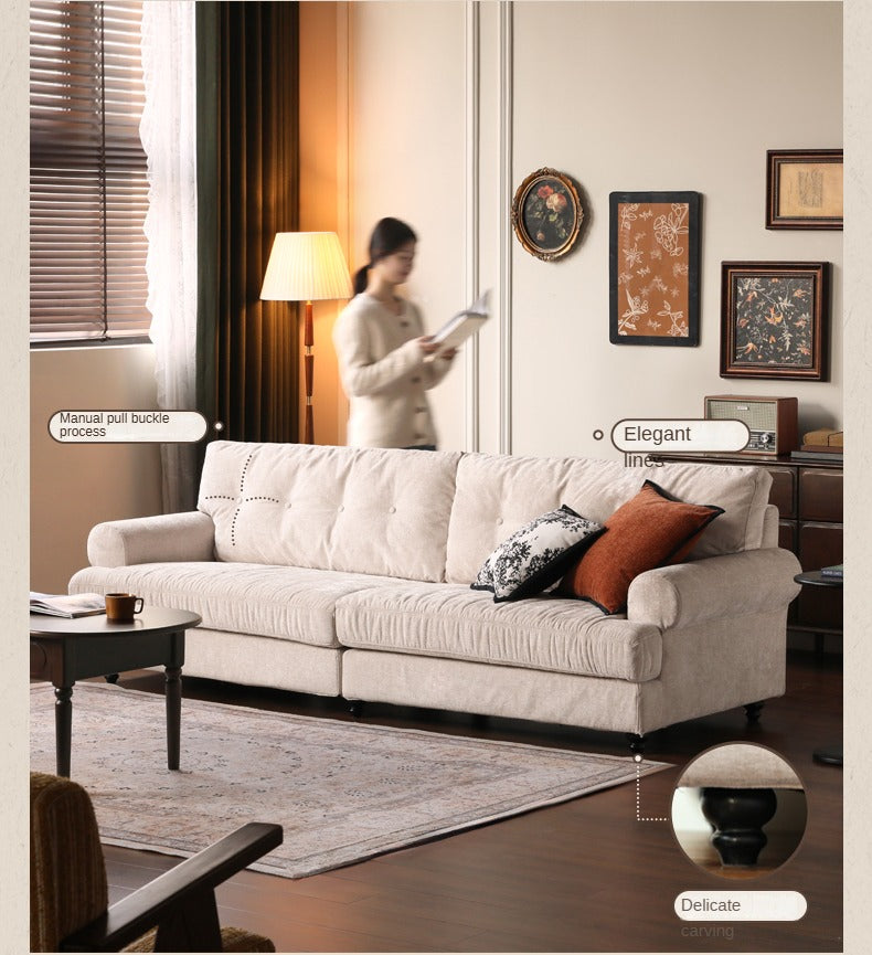 Fabric Three Seater Sofa High Back American Style.