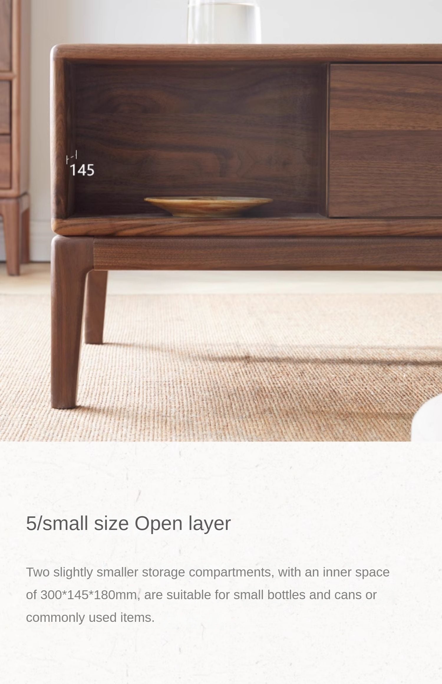 Black Walnut, Ash Solid Wood Modern Coffee Table