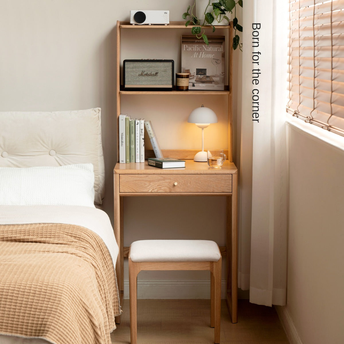 Oak Solid Wood Desk Bookshelf