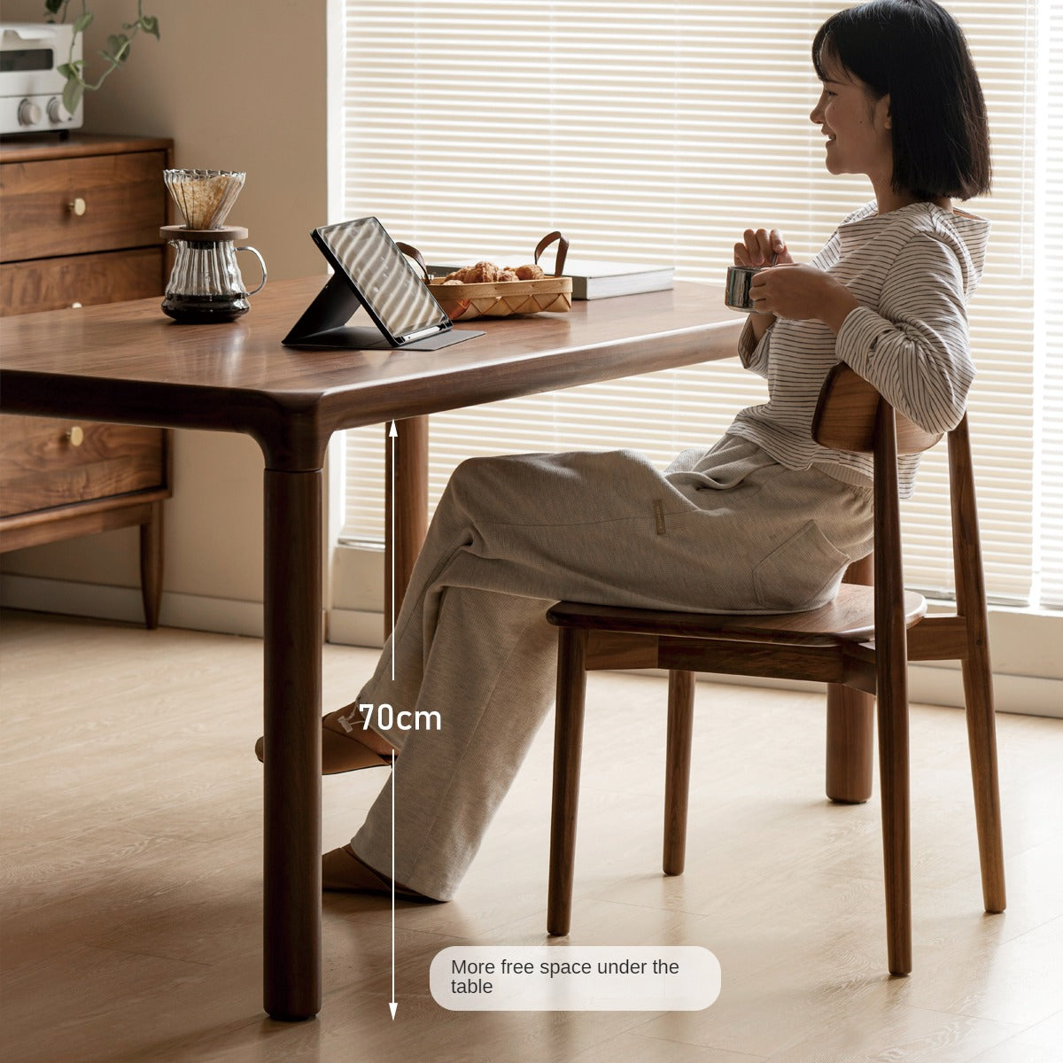 Black Walnut, Ash Solid Wood Rectangular Dining Table