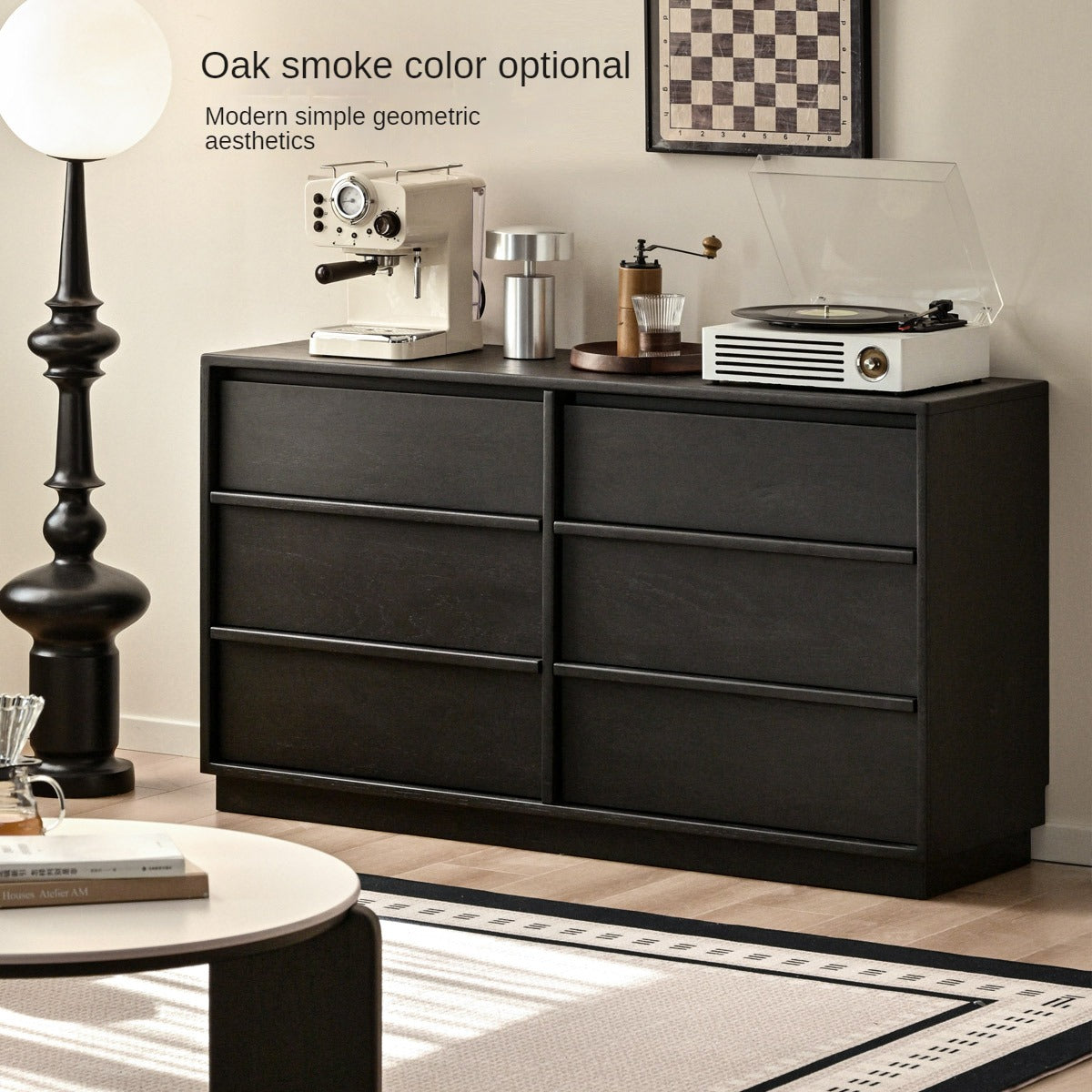 Black Walnut, Poplar Solid Wood Drawer Cabinet
