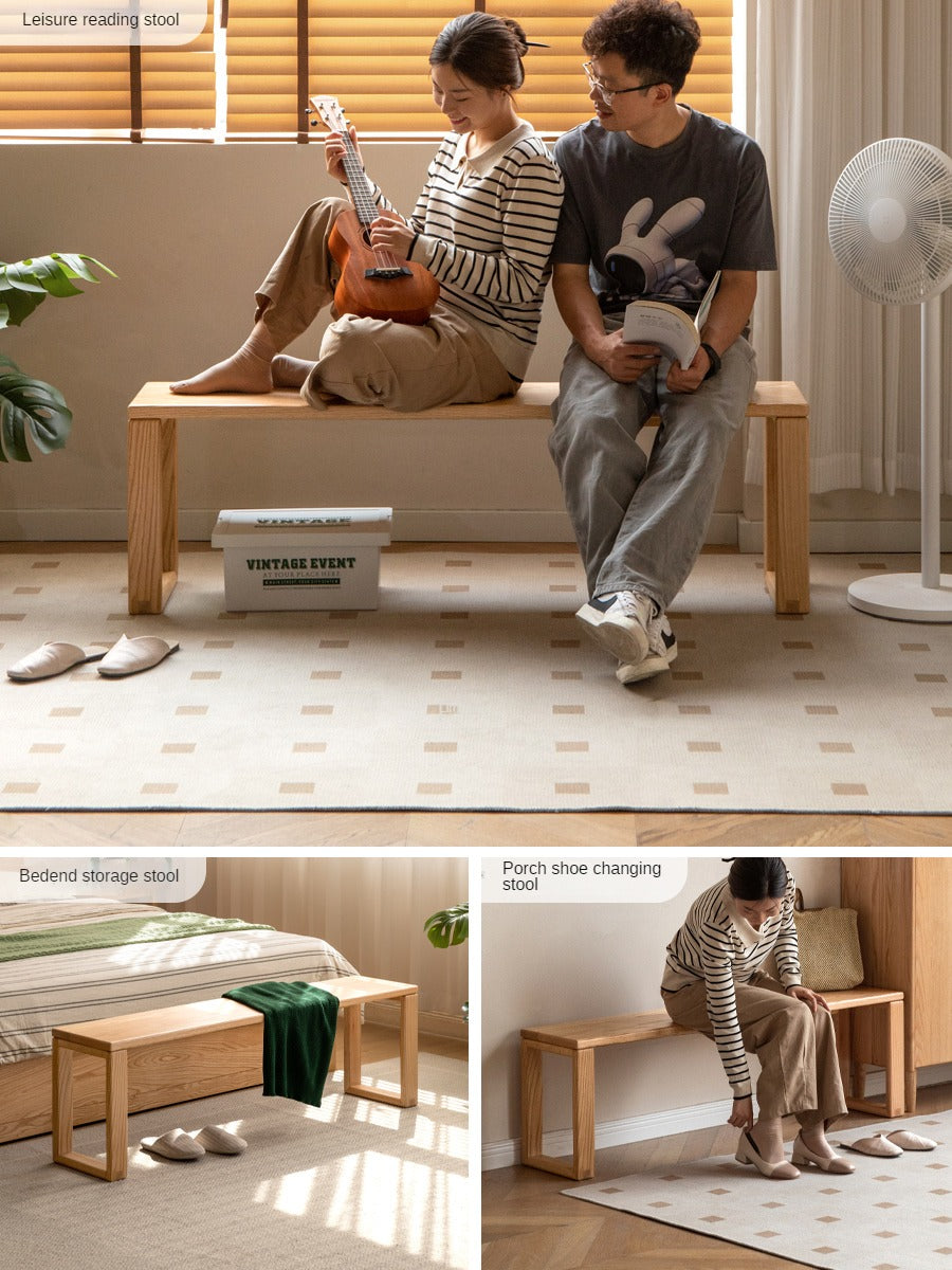 Ash, Oak, Cherry, Beech Solid Wood Long Bed end Bench