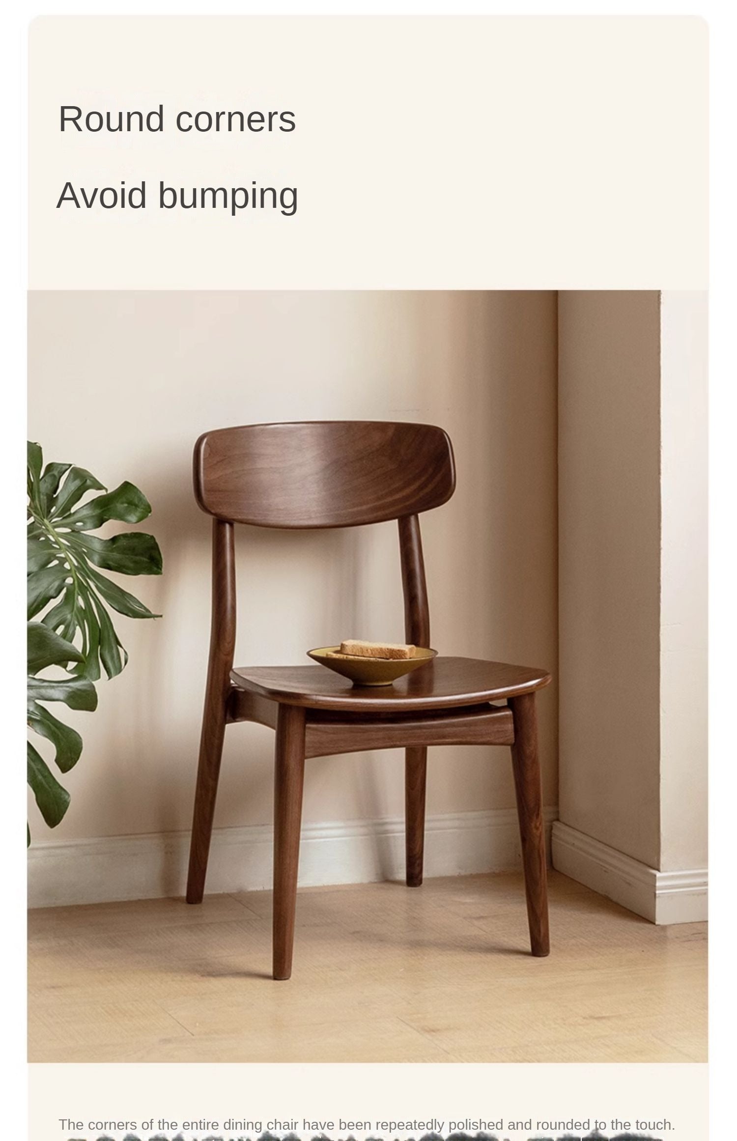 Ash Solid Wood Modern Dining Backrest Chair 4pcs