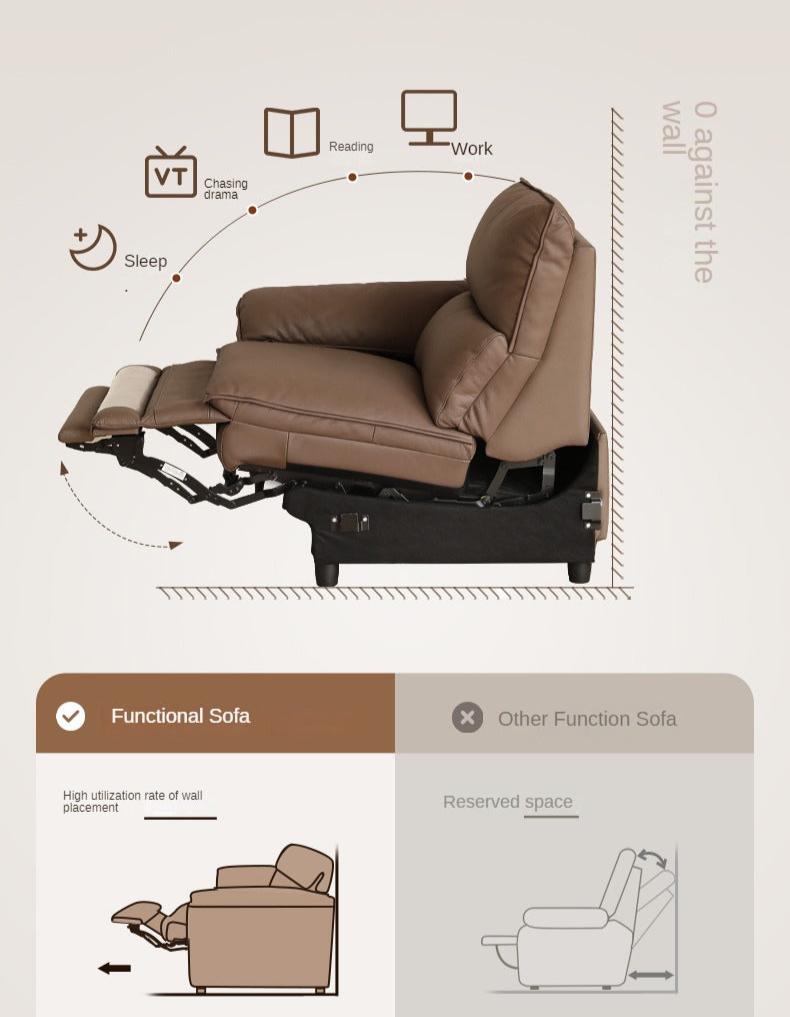 Leather Electric Dual-purpose Cowhide Sofa.