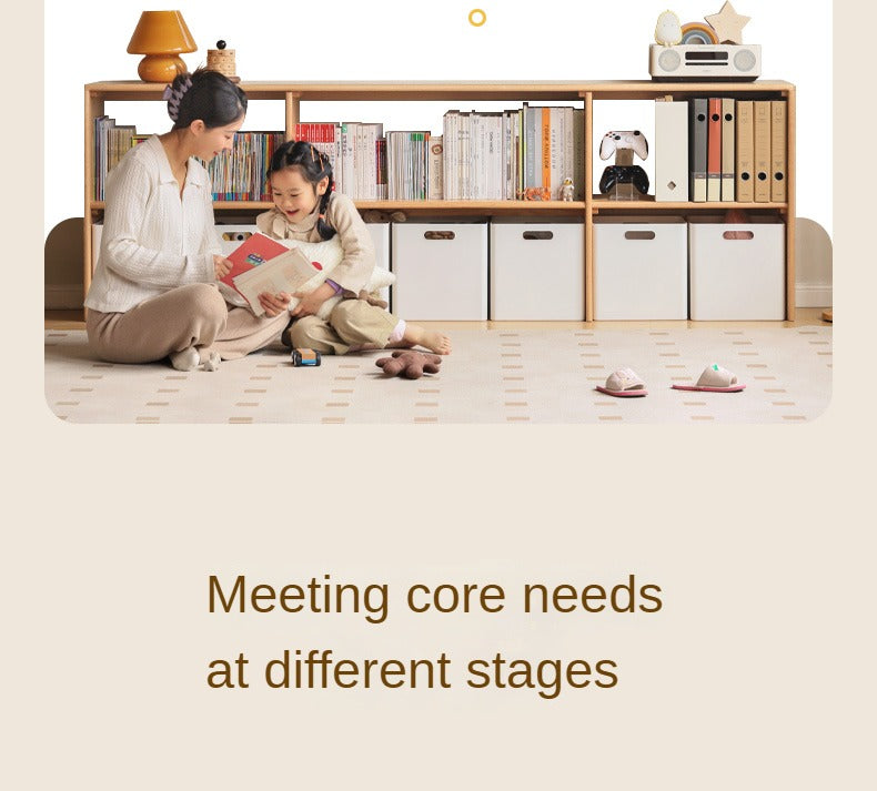 Oak, Solid Rubberwood TV Cabinet Minimalist Children's Toy Storage.