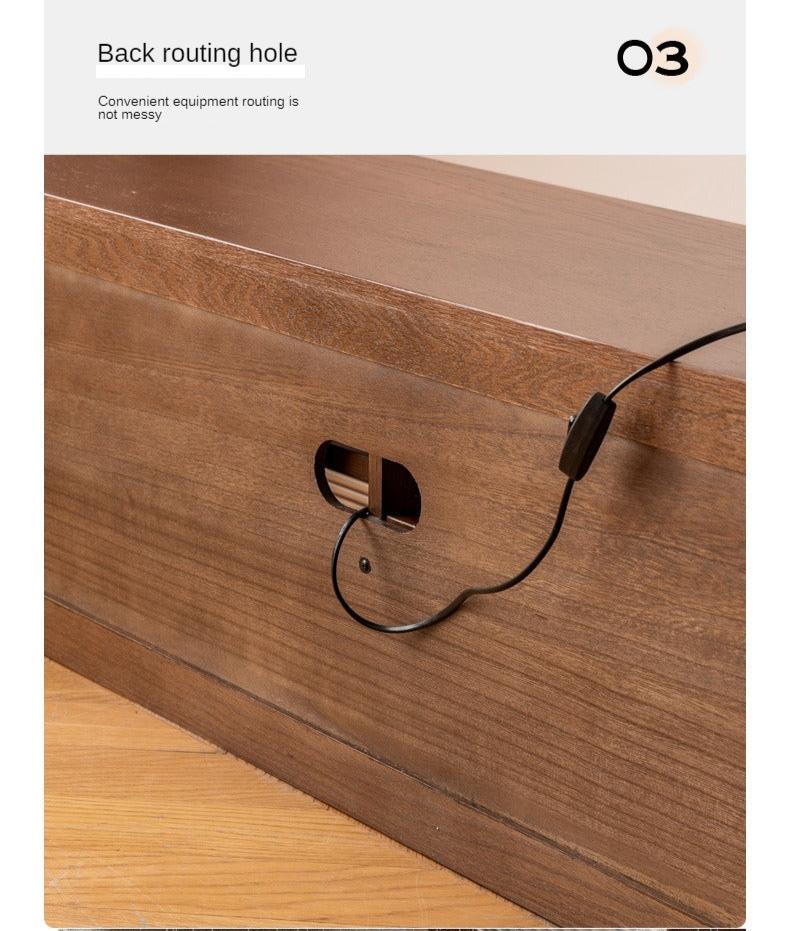 Oak, Solid Rubberwood TV Wall Cabinet.