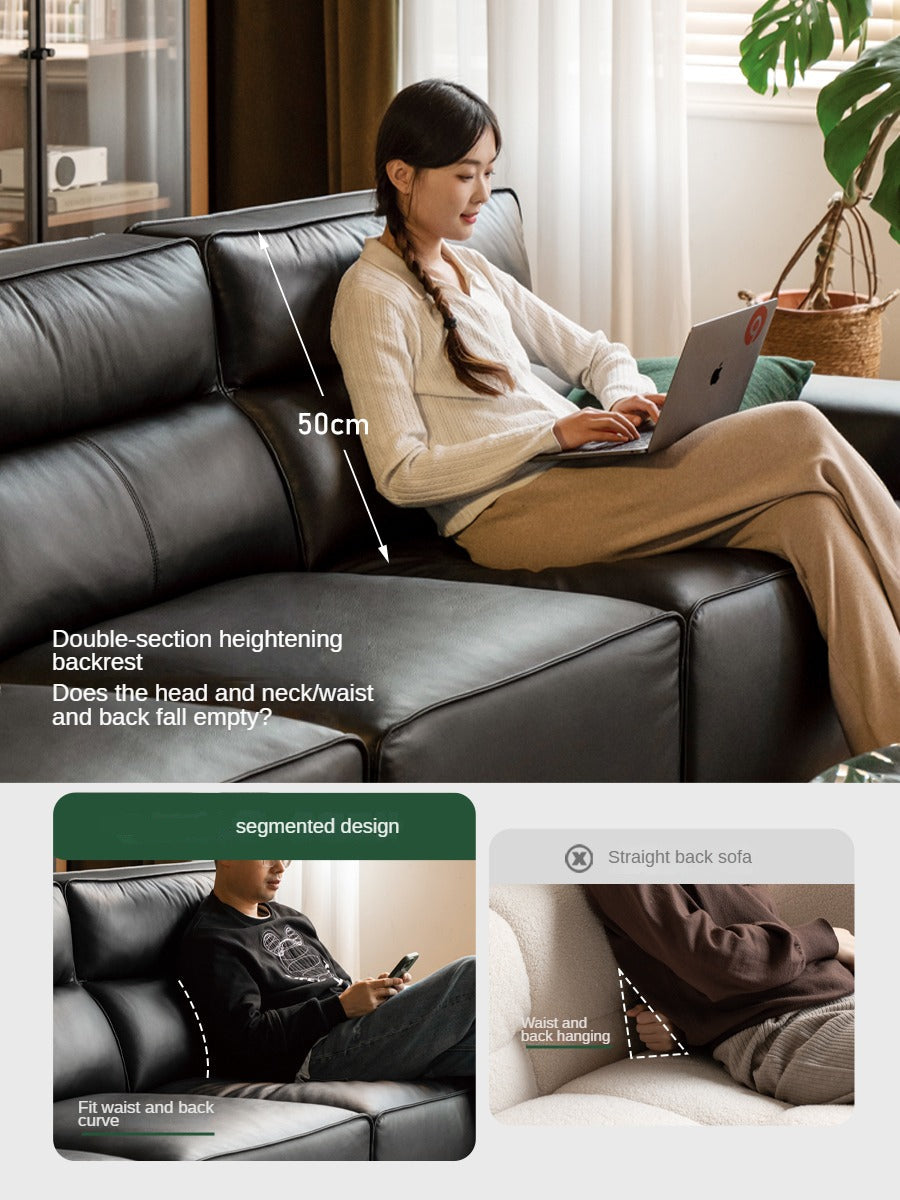 Genuine Leather Deep Seat High-Back Sofa