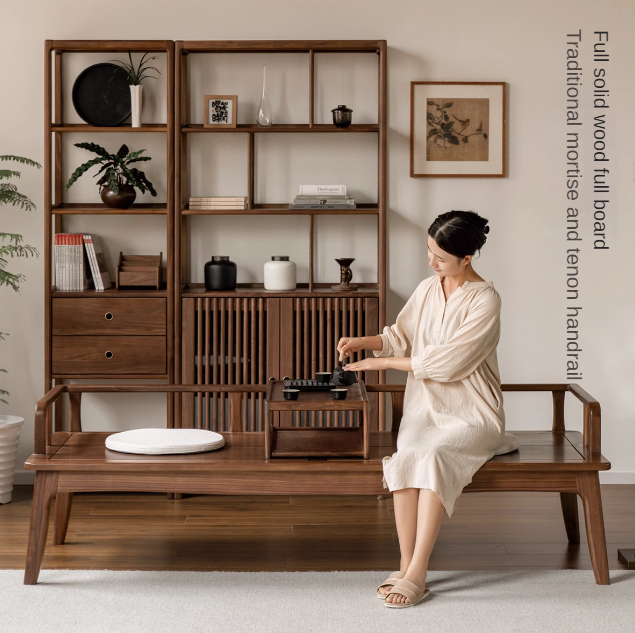 North American Black Walnut Solid Wood Dual Use Sofa.