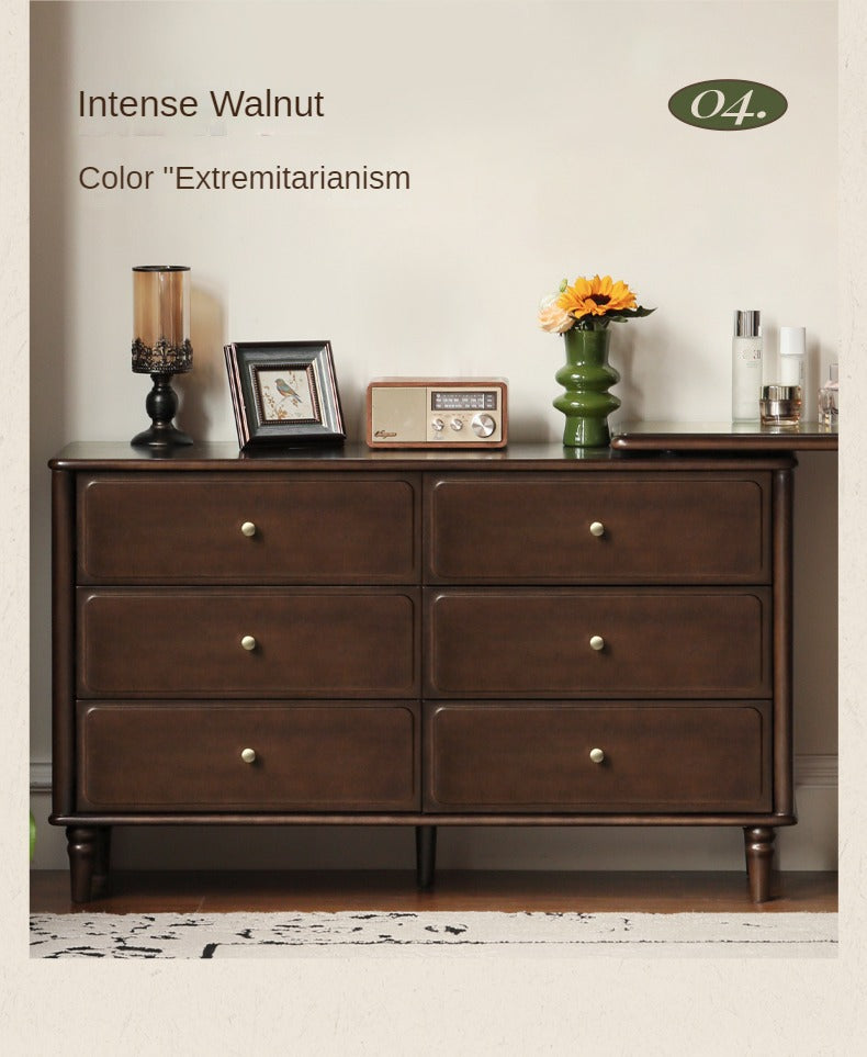 Black Walnut, Poplar Solid Wood American Retro Retractable Dressing Table.