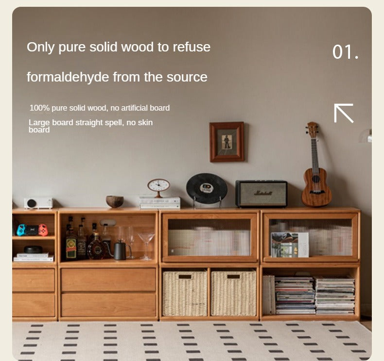 Cherry Solid Wood Free Combination Bookcase.