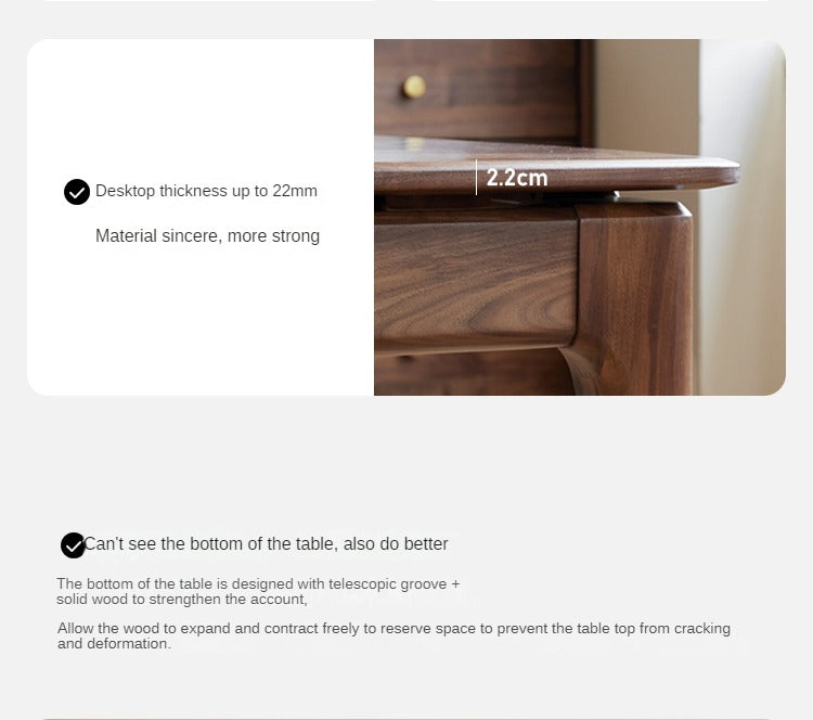 Black Walnut Solid Wood Rectangular Long Dining Table