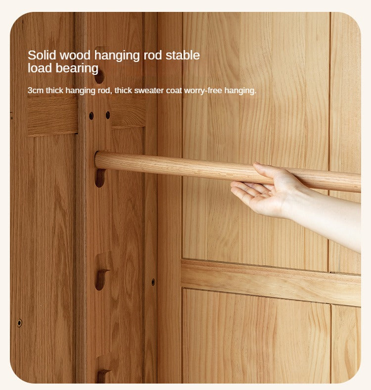 Oak Solid Wood, Solid Rubberwood Kids's Simple Wardrobe