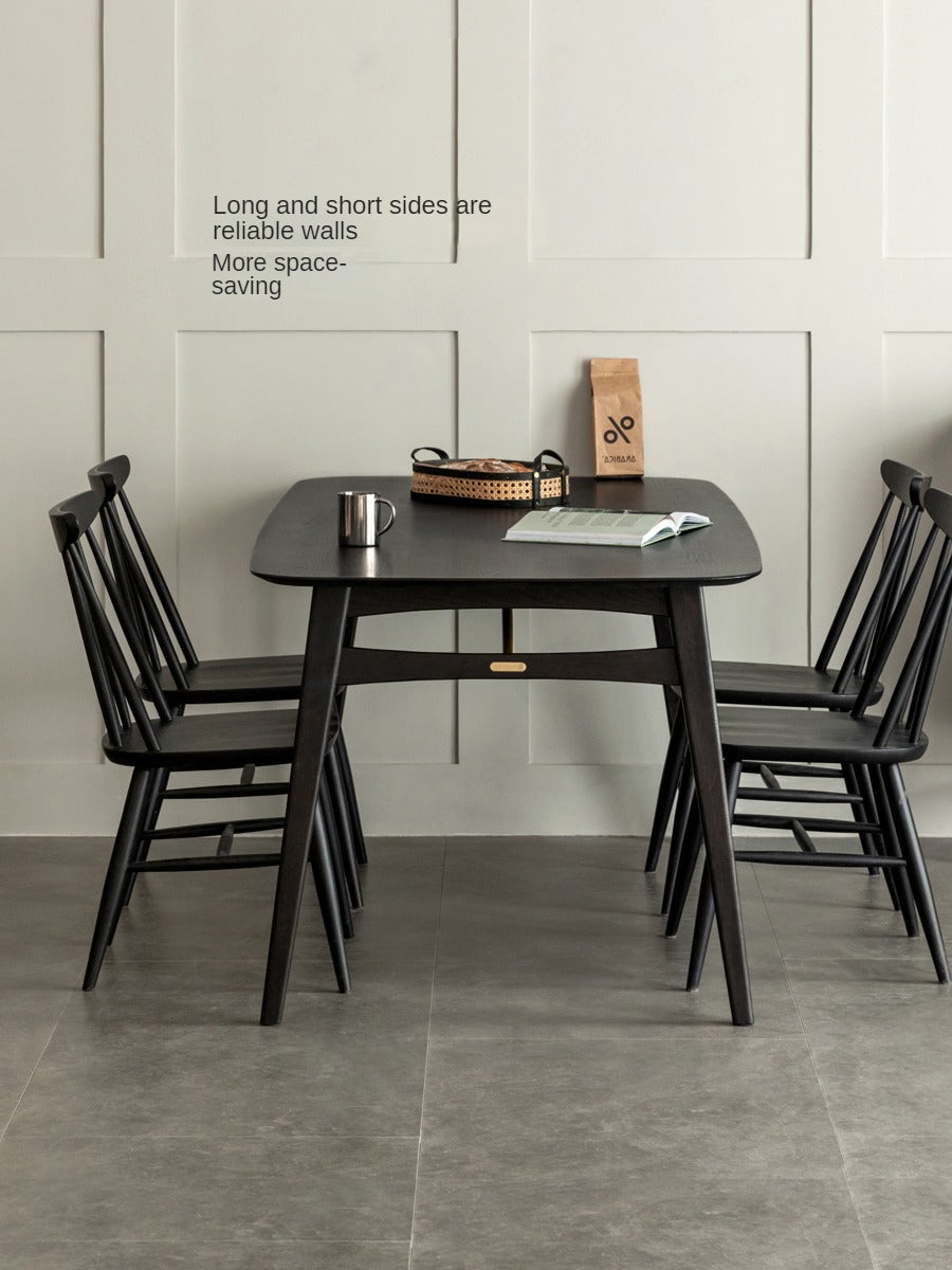 Oak Solid Wood Light Luxury Italian Black Dining Table"