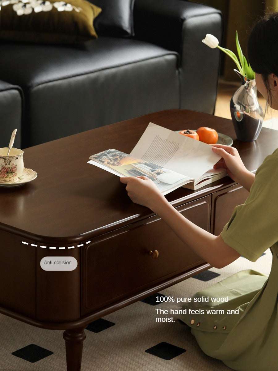 Poplar Solid Wood American Rectangular Coffee Table