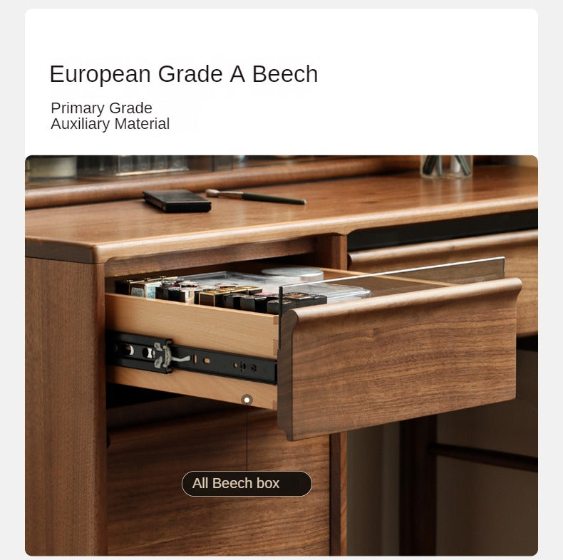 Black Walnut Solid Wood Light Luxury Vanity Table.