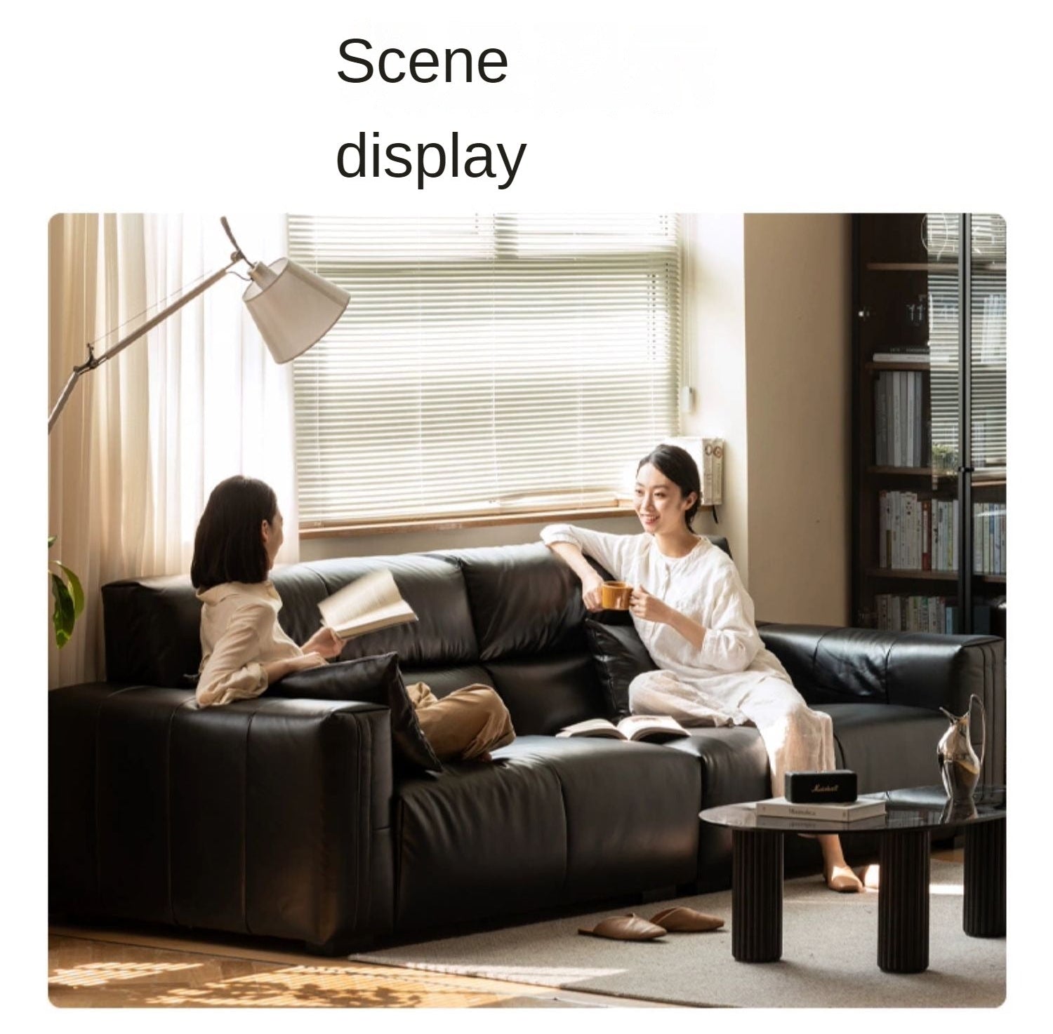 Genuine Leather Sofa Italian Top Layer Cowhide Down Sofa.