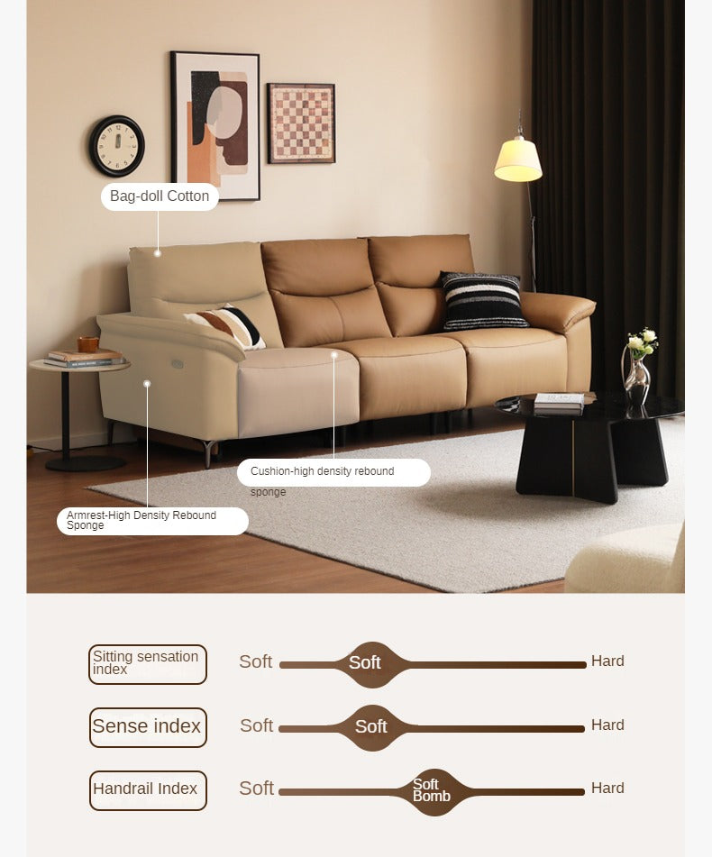 Leather Electric Head Layer Leather Adjustable Function Sofa.