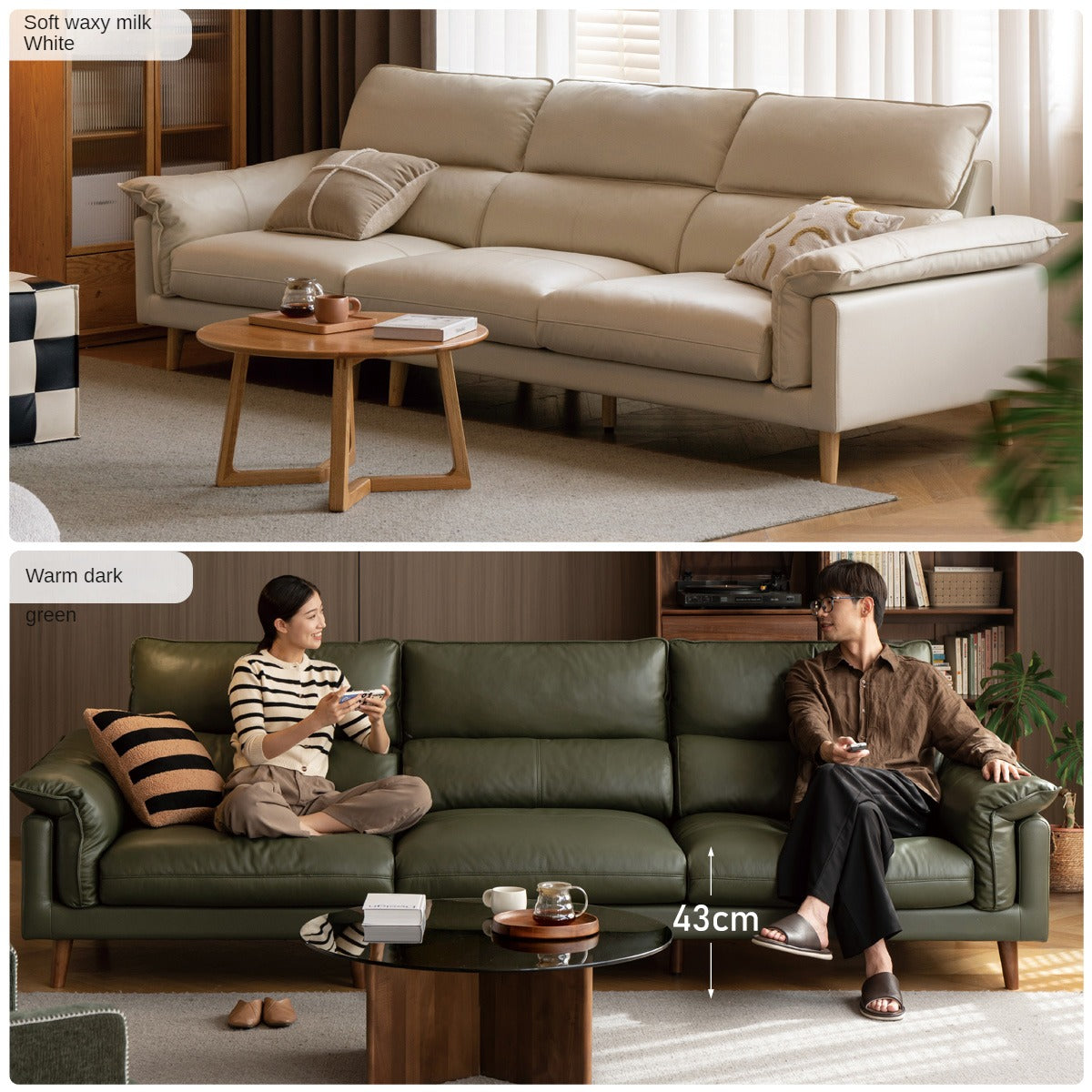 Leather First Layer Cowhide Straight Sofa.