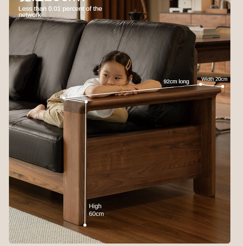 Black Walnut Solid Wood Modern Straight Sofa.