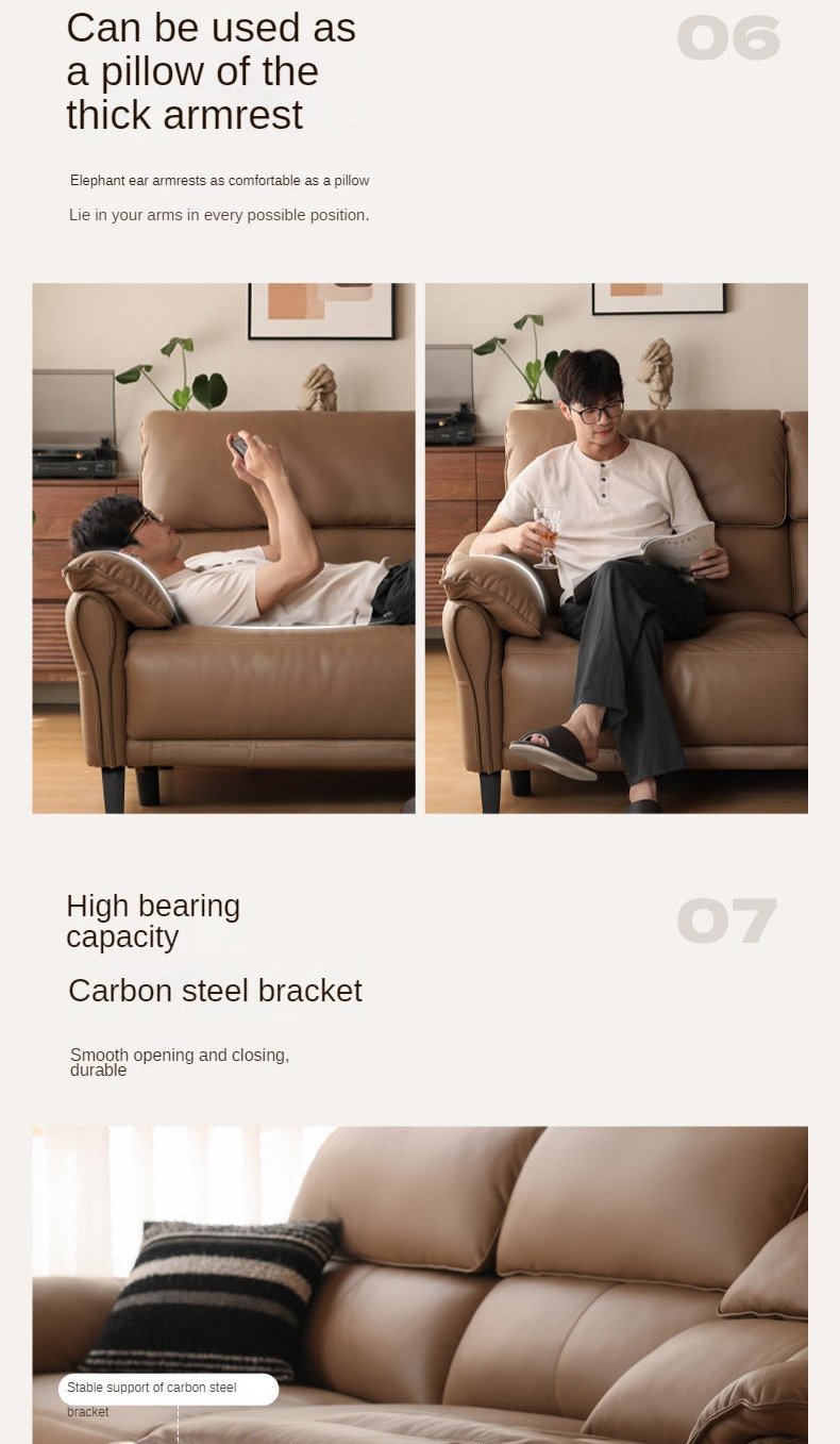 Leather Modern Simple Cowhide Down Sofa.