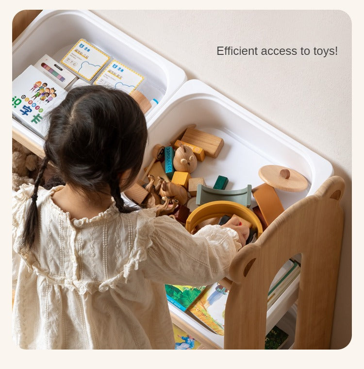 Poplar Solid Wood Children's Floor-standing Multi-layer Storage Rack.