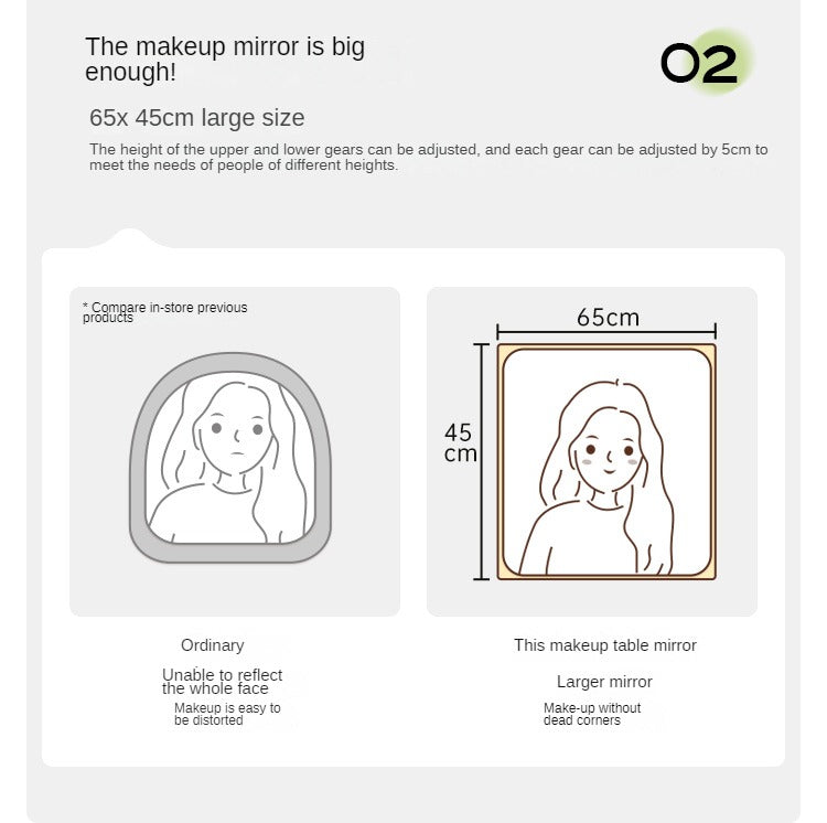 Solid Rubberwood Milky Telescopic Vanity Table.