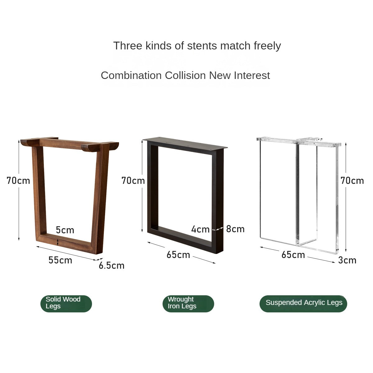 Black Walnut, South American Walnut, Ash Solid Wood, Metal, Acrylic Table Legs