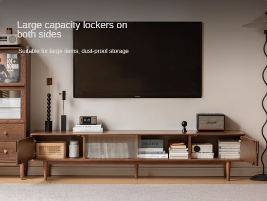 Oak Solid Wood Modern Simple Floor TV Cabinet.