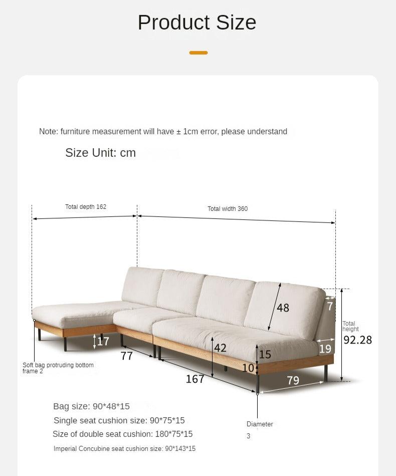 Oak Solid Wood Corner Down Sofa Japanese Style.