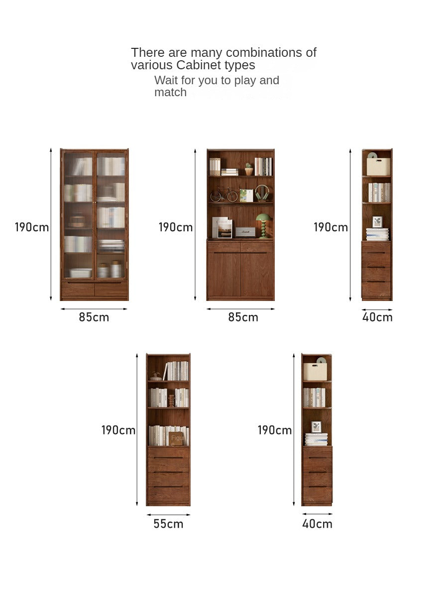 Oak Solid Wood Corner Floor-Standing Free Combination Bookshelf
