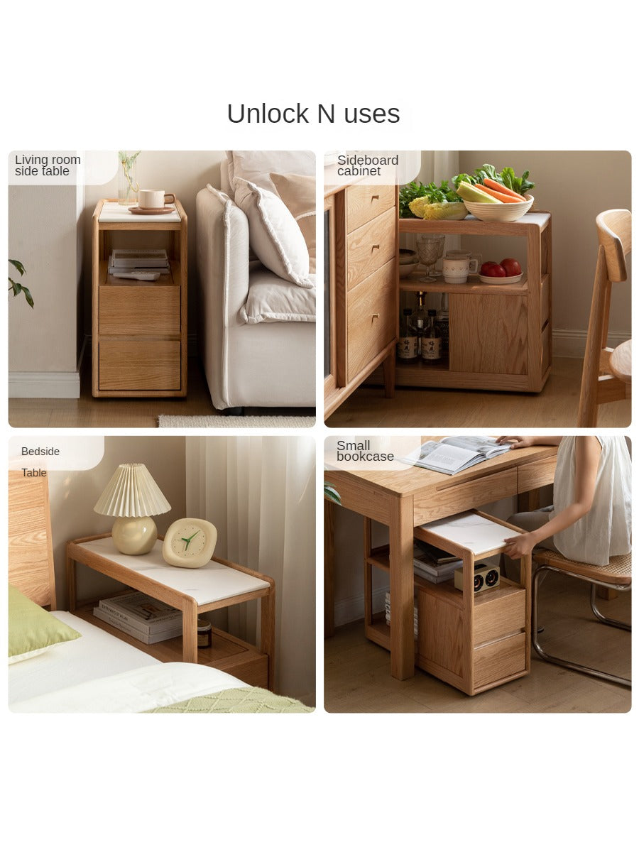 Black walnut, Ash, Oak, Cherry Solid Wood Rock Plate Side Table Movable