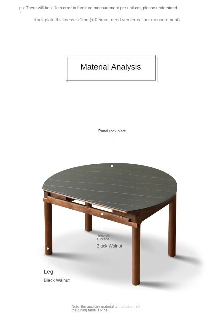 Black Walnut, Ash, Oak Solid Wood Folding Round Dining Table