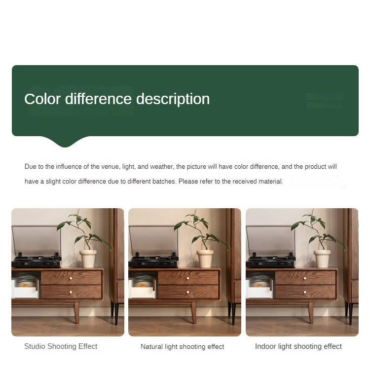 Oak, Solid Rubberwood, Beech Solid Wood TV Stand Glass Sliding Door
